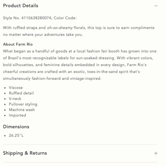 Farm Rio Ruffled Floral Tank top Anthropologie blouse M NWT - Picture 14 of 15